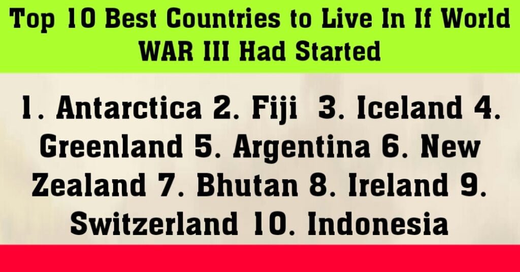 Top 10 Best Countries to Live In If World War III Had Started